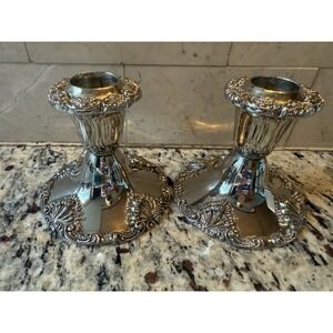 Vintage Godinger Silver Plate Candle Holder Set of 2